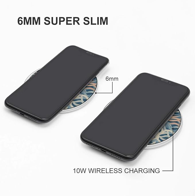Coral Coloured Patterns Wireless Charger Portable Fast Charging Pad Lightweight Wireless Charging Pad 10W Slim Charging Station for Phone Charger Mat for Travel Home Office Desk
