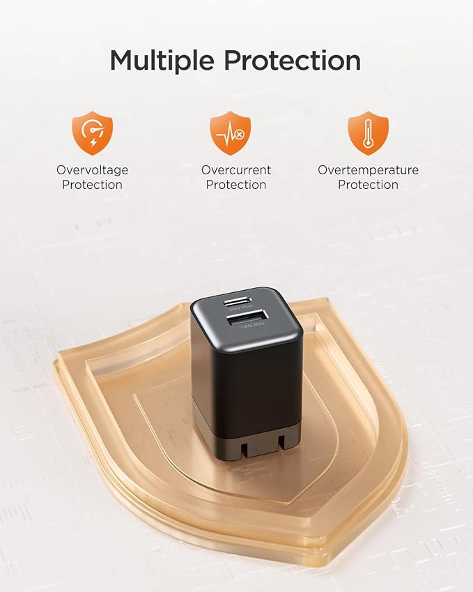 30W Fast Charger Dual Port USB C Wall Charger with Foldable Plug | for iPhone 17/16/15 Samsung S26/25/24 iPad 40% Smaller &amp Safer Nano Charger Block (Black 2 Pack)