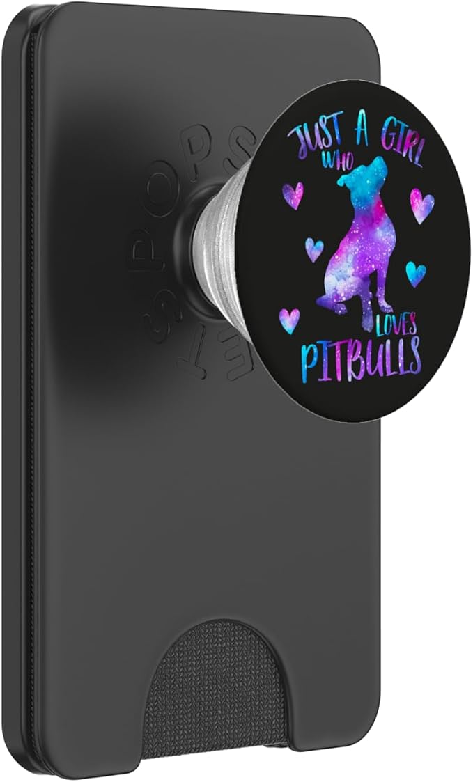 Just a Girl Who Loves Pitbulls Watercolor Galaxy Pitbull PopSockets Adhesive PopGrip