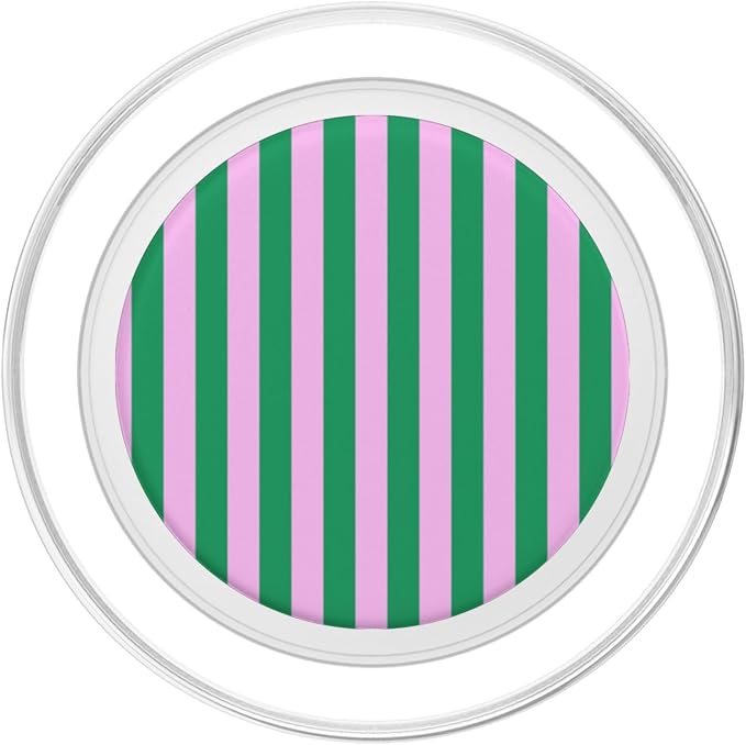 Green and Pink Striped Vertical Preppy Stripes Cute Girly PopSockets PopWallet for MagSafe