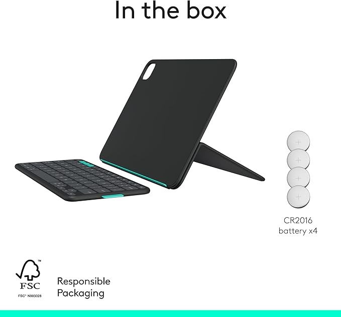 Logitech Flip Folio, Keyboard Case for iPad Pro 13-inch (M4 & M5) & iPad Air 13-inch (M2, M3 & M4) (2024, 2025 & 2026) - Protective & Stowable Bluetooth Keyboard Case, Multi-Device - Midnight Black