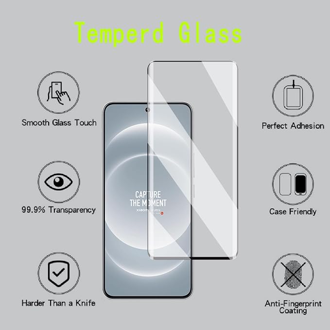 [4 Pack] Tempered Glass Screen Protector for Xiaomi 14 ultra | Tempered Glass Scratch Resistant Easy-Install Bubble Free Anti-Fingerprint