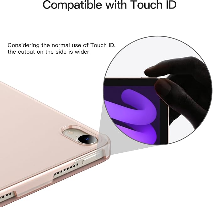 JETech Case Cover for iPad mini A17 Pro/6th Gen (2024/2021) Blue | Slim Translucent Back Design Tri-Fold Stand Auto Wake/Sleep Lightweight Shockproof Protection