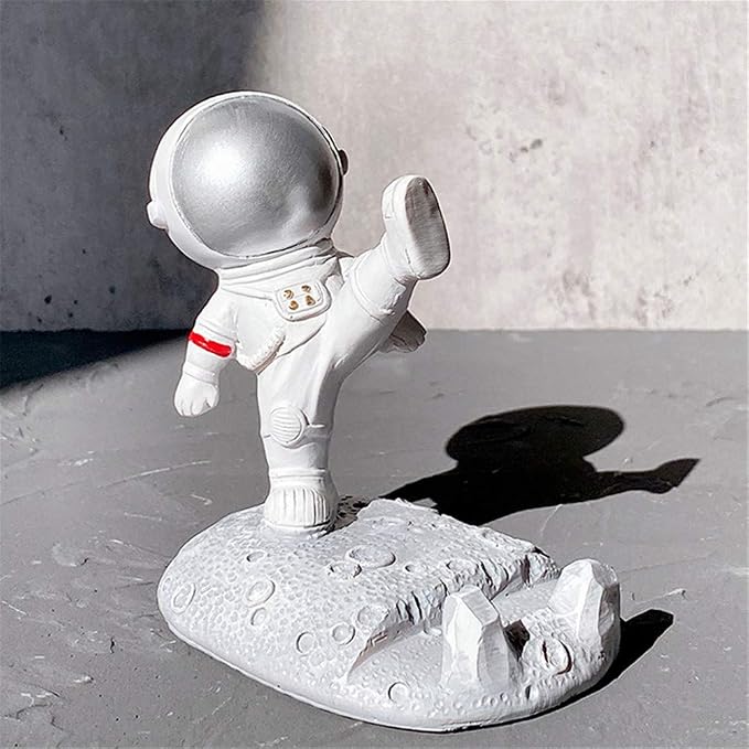 YAKVOOK Unique Cute Cell Phone Stand Car Holder Cool Fun 3D Cartoon Astronaut Design Mobile Phone Tablet Bracket for Desk Compatible with All Smartphones for Children Gift Decor Home (Kick Gold)