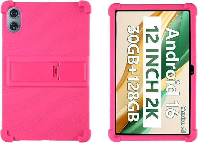 Silicone Case for SVITOO Tab 12 Inch Tablet Android 16 Tablet 12 InchSoft Friendly Adjustable Stand Cover for SVITOO 12 Tablet (Black)