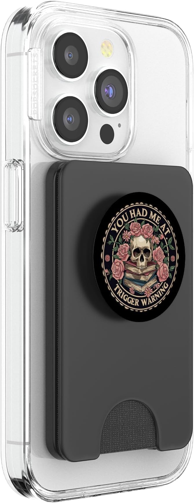 You Had Me At Trigger Warning Skeleton Book Reading Lover PopSockets Adhesive PopGrip