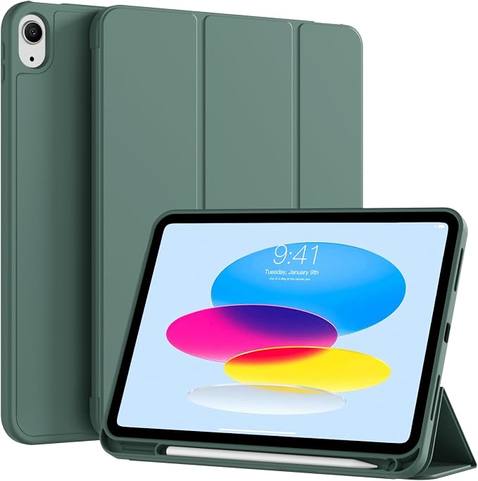 Case for iPad A16 11th/10th Generation 11 Inch/10.9 Inch Black | a16 ipad case with Pencil Holder Slim Trifold Stand Smart Cover and Soft TPU Back Auto Wake/Sleep 2022/2025