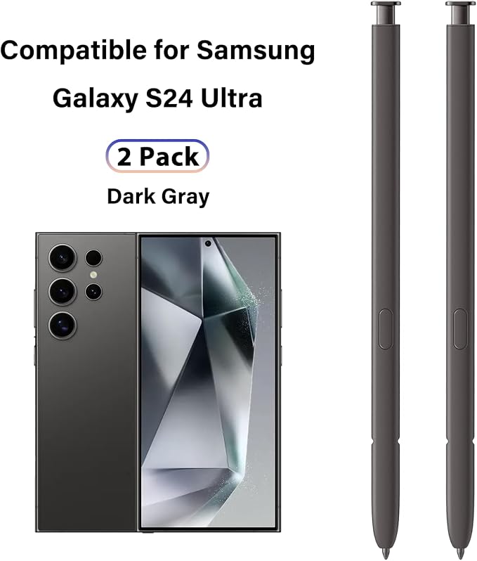 2 Pack Galaxy S24 Ultra S Pen Replacement Compatible with Samsung Galaxy S24 UltraS24 Stylus Pen for Galaxy S24 Ultra Touch S PenUS VersionNoBluetooth(Dark Gray)