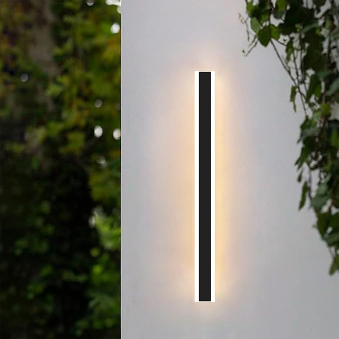 Modern 47inch Outdoor Wall Light, 3000K Black Acrylic Exterior Lighting Fixtures Wall Mount, Ip65 Waterproof Modern Porch Lights Long LED Wall Sconce, Led Long Outdoor Lights for House Hard-Wired