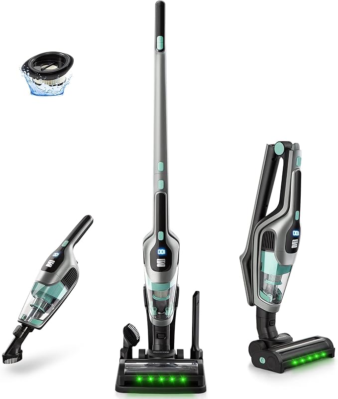 Kenmore 200 Series DS2010 Cordless Stick Vacuum Lightweight Cleaner 2-Speed Power Suction LED Headlight 2-in-1 Handheld for Hardwood Floor, Carpet & Pet Hair