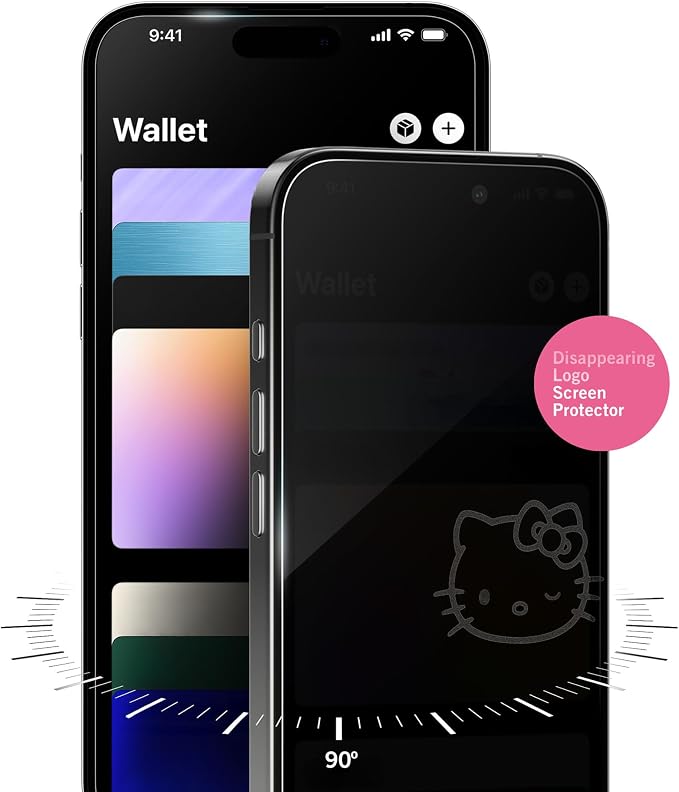 Hello Kitty Balloon Privacy Screen Protector - for iPhone 14 Plus13 Pro Max - with Disappearing Logo - Scratch-Resistant and Easy-to-Install Screen Protectors (Includes Installation Tray)