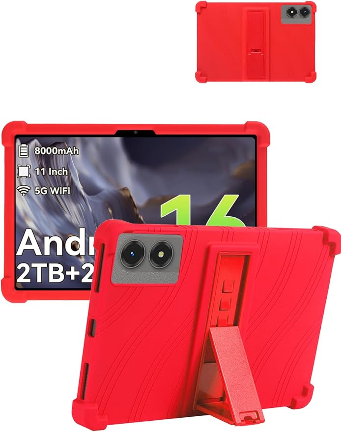 for TABWEE T50 (11 Inch) Android 16 Tablet Protective case ZBAGUG Shockproof Lightweight Silicone Protective Cover with Stand Child-Friendly Protection Easy to Clean Design Black.