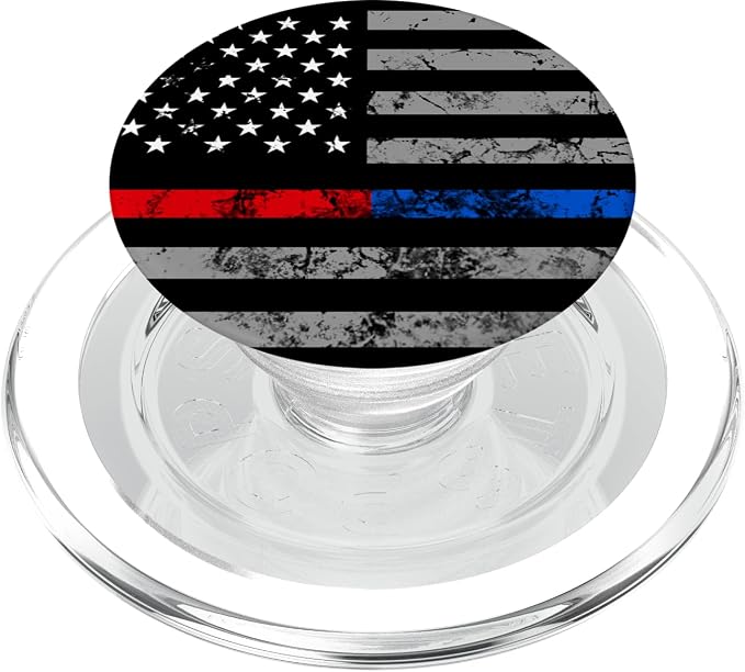 Thin Red Blue Line USA Flag Christmas Gift PopSockets PopGrip: Swappable Grip for Phones &amp Tablets PopSockets Standard PopGrip