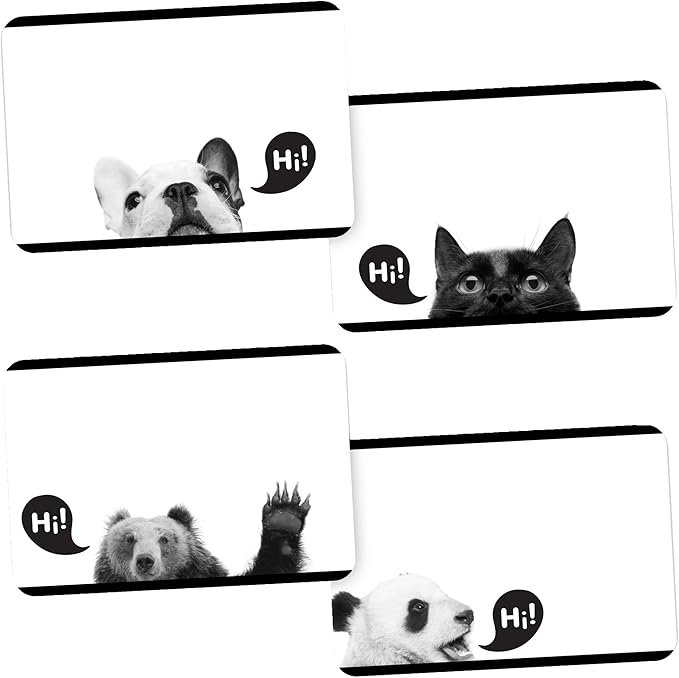 Avery Premium Cute Animal Name Tags, Bulldog, Cat, Panda, Bear, No Lift No Curl, 80 Handwriteable Name Stickers