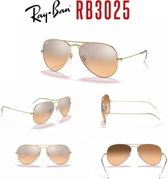 Ray-Ban RB3025 Metal Aviator Sunglasses For Men For Women +BUNDLE with ACCESSORY EYEWEAR KIT
