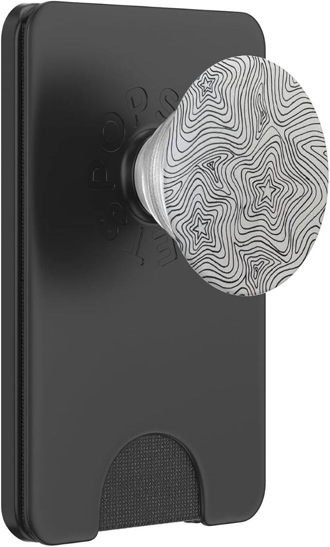 Black and White Retro Star Pattern PopSockets PopWallet for MagSafe