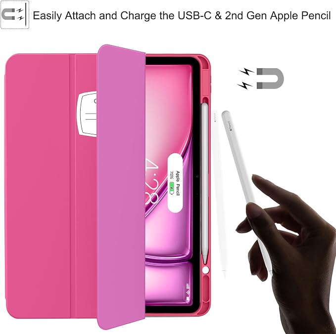 Soke Case for iPad Air 13 Inch (M4/M3/M22026-2024) iPad Pro 12.9 6th/5th Generation with Pencil Holder(2021 2022 Release)-[Apple Pencil Charging + Auto Wake/Sleep] Soft Back Cover Book Black