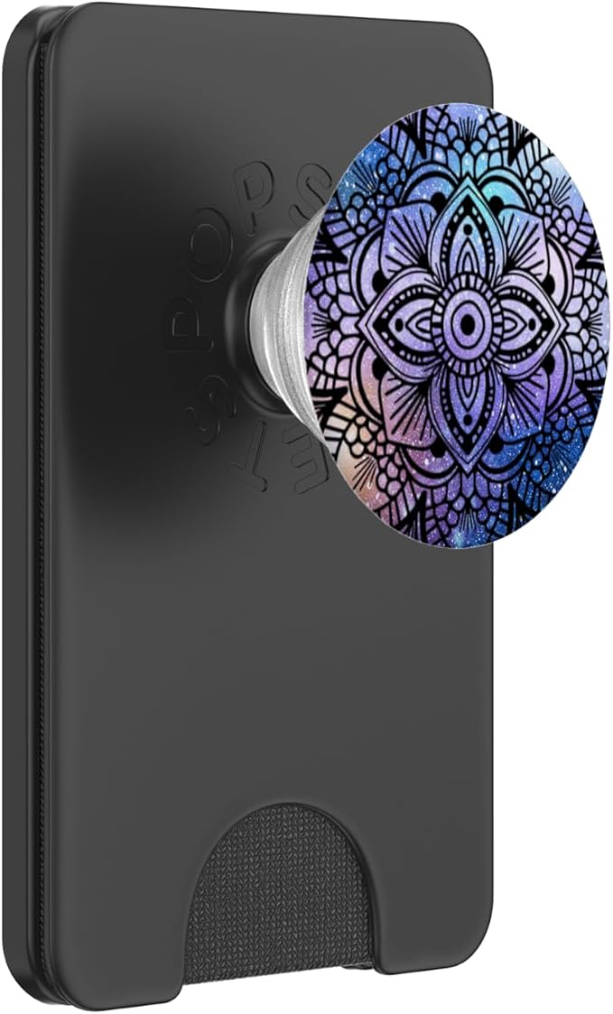 Trendy Purple Teal Flower Mandala Design Background PopSockets PopGrip: Swappable Grip for Phones &amp Tablets