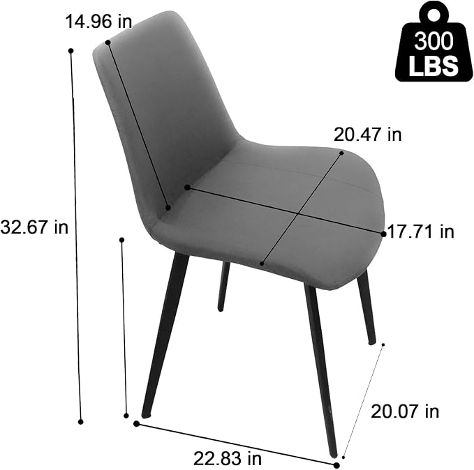 Dining Chairs, Modern PU Leather Dining Room Chair with Sturdy Metal Legs, Upholstered Seat Dinner Chairs Accent Side Chairs for Indoor Kitchen Living Room (Grey, Set of 6)