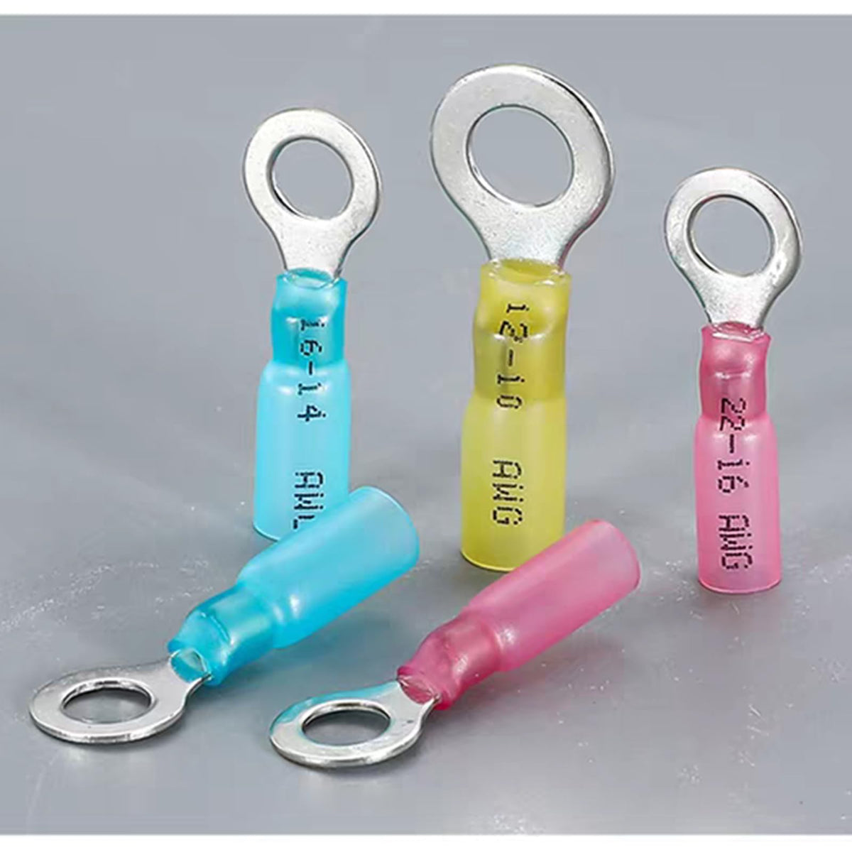 60pcs #10(M5) Heat Shrink Ring Terminals Yellow 12-10 Gauge Tinned Copper Ring Terminals Eyelet Wire Connectors Brazed-Seam Insulated Electrical Crimp Wire Terminals for Boat Truck Stereo Car