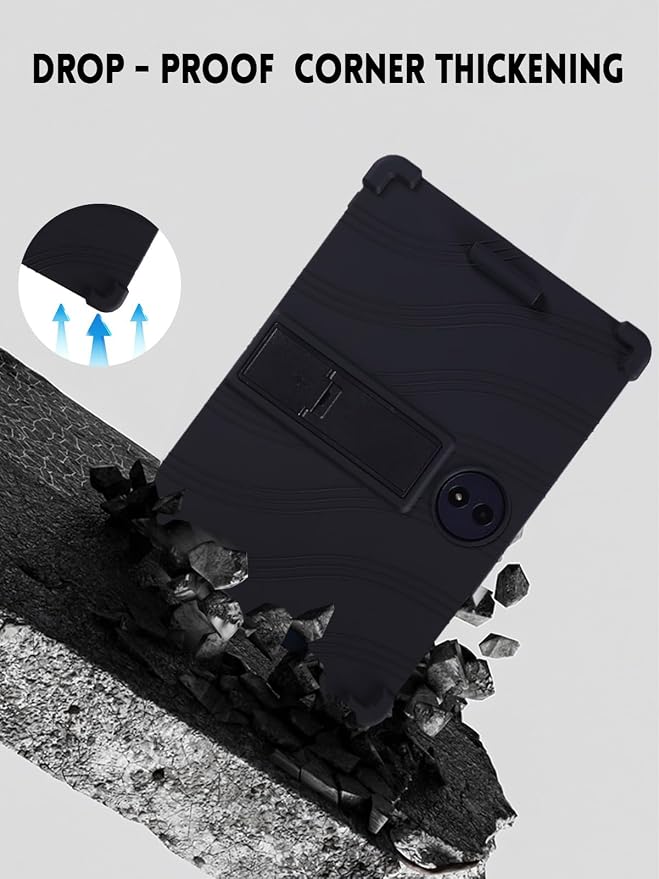 Case for TCL TAB A1 Plus Android Tablet 12.2 Inch (Dark Black) | (Model 9445X) Soft Silicone Kids Friendly Protective Cover with Adjustable Stand Drop-Proof