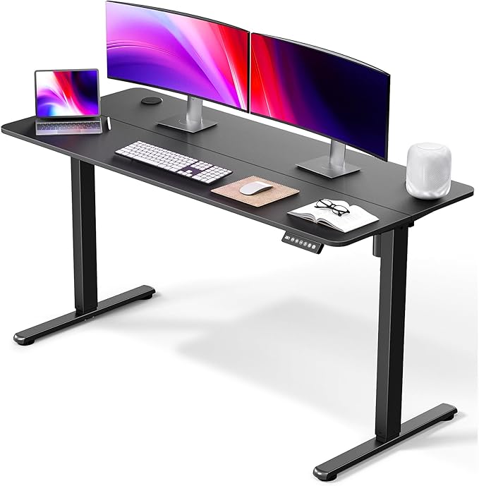 Electric Standing Desk 55 x 24 Inches, Height Adjustable Sit Stand Home Office Computer Desk with Memory Presets,Black