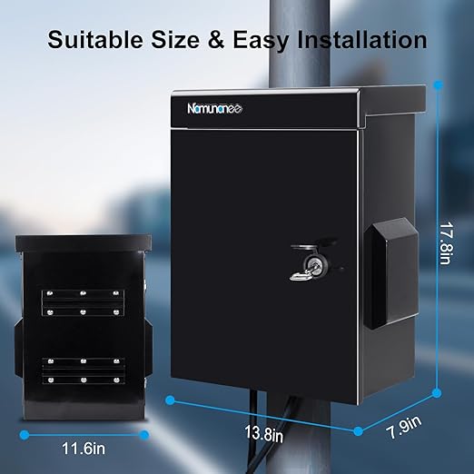 Outdoor Electrical Box, Cold-Rolled Steel Plate, Aluminum Alloy Back Beam, One-Piece Ventilation Design, IP65 Waterproof, Wall/Pole Mounted (17.8" x 13.8" x 7.9")