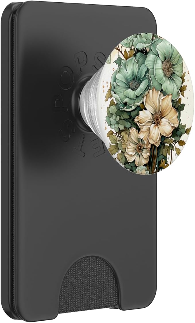 Sage Green Wildflower Floral Moon Flower Botanical PopSockets PopGrip for MagSafe