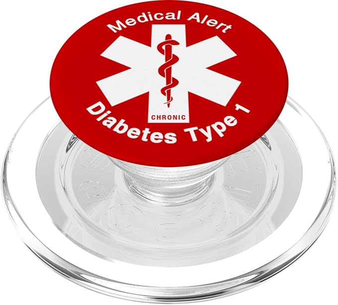 Type 1 Diabetes Medical Alert (RED) PopSockets Adhesive PopGrip