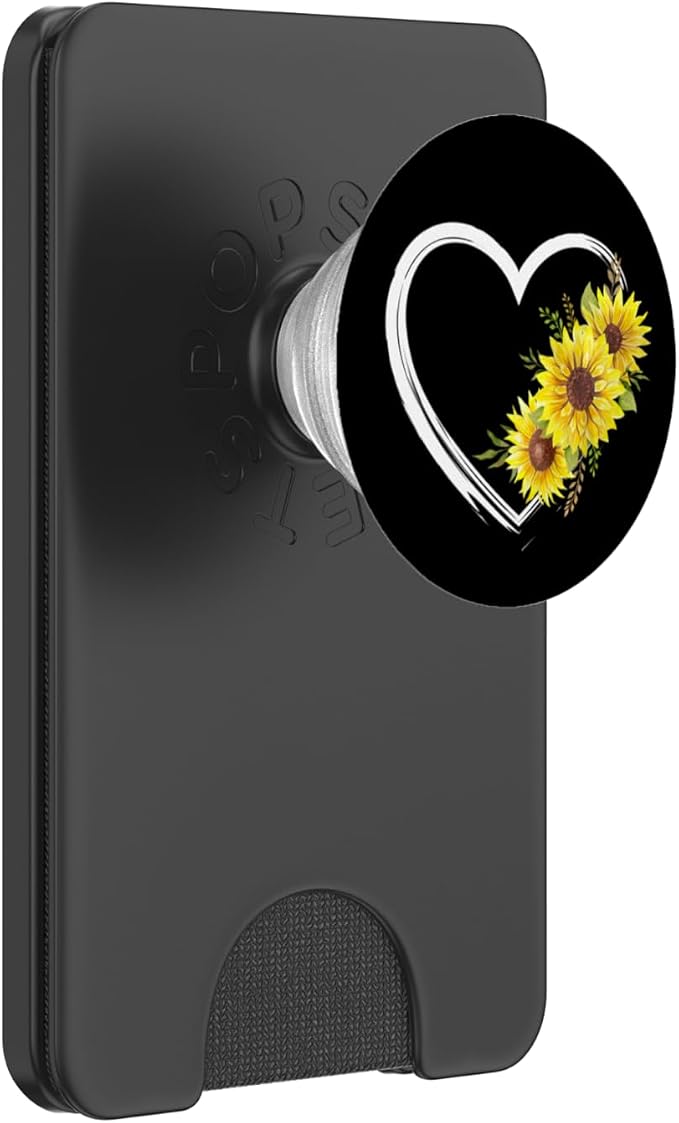 Heart Outline With Sunflowers PopSockets Adhesive PopGrip