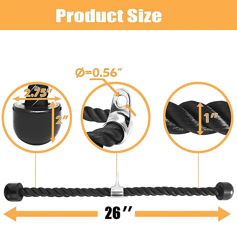 WNOEY Cable Machine Attachment, LAT Pulldown Attachments, Home Gym Accessories, Triceps Pull Down Attachment (Double D Handle + TricepRope + Vshaped bar)