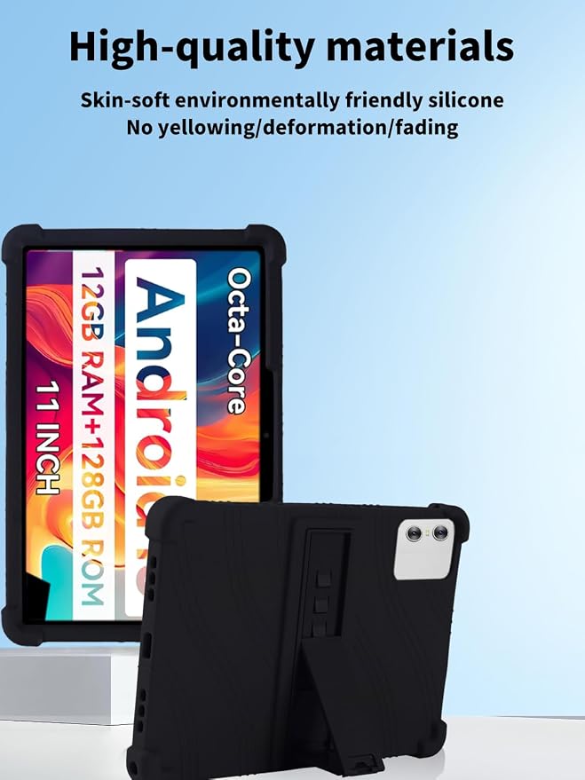 Case for SVITOO ‎P11 Tablet 11inchNOUKAJU Tablet Protection CaseAdjustable BracketSoft SiliconeSilicone Protection Cover for SVITOO SVTT001(Black)