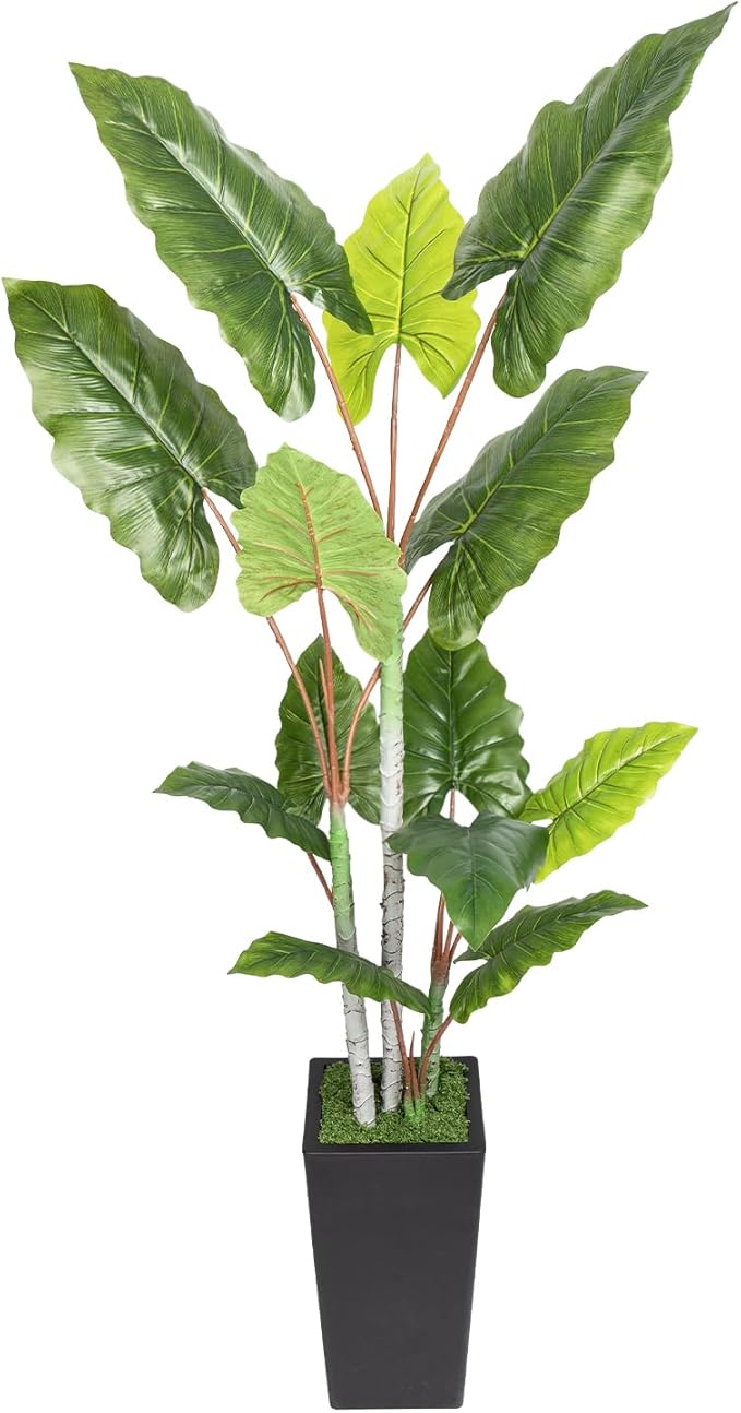 Artificial Plant Indoor 5.5FT - Fake Tree with Black Tall Planter - Faux Silk Plants Tall Fake Floor Plant in Pot - Artificial Trees for Home Office Living Room Decor Indoor