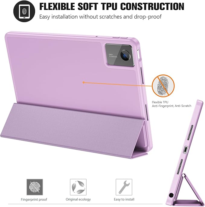 ProCase Full-Edge Case for Lenovo Idea Tab 11 2025 &amp Tab K11 Gen 2 | Slim Trifold Stand Cover with Shockproof TPU Back Pencil Holder &amp Full Protection - Black