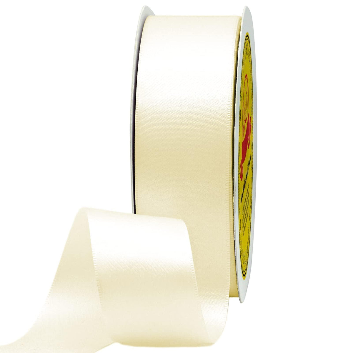 LEEQE Double Face Continuous Ivory Satin Ribbon 1-1/2 Inch x 50 Yards Polyester Ivory Ribbon for Gift Wrapping Weddings Party Hair Bows Invitations Decorations and More