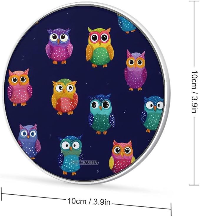 Colorful Owl Wireless Charger Portable Charging Pad | LightweightAll Smartphone