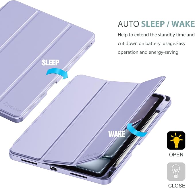 ProCase Smart Case for iPad Air 11-inch M4/M3/M2 &amp Air 10.9 5th/4th Gen | Hard Back Cover with Auto Sleep/Wake Slim Lightweight Case for iPad Air 11 2026/25/24 &amp 10.9 2022/2020-Aqua