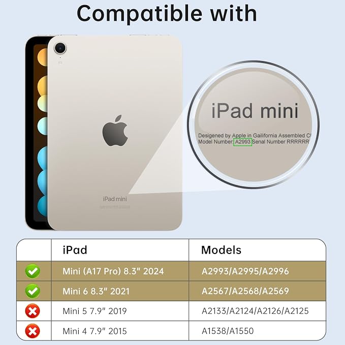 MoKo for iPad mini A17 Pro Case 8.3 Inch 2024 iPad mini 7th/6th Case 2021 | For iPad Mini Case with Pencil Holder Light Trifold Smart Protective Cover with Hard PC Translucent Back Shell Agave Gree