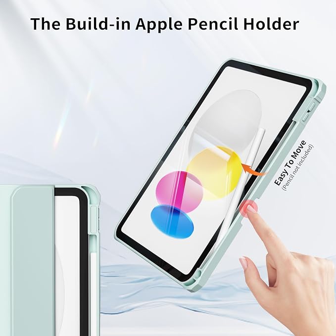 Detachable Case for iPad A16 11th Gen 11/10th Gen 10.9 Black | Slim Transparent Shell Back Soft Shockproof TPU Frame Without Pencil Holder Auto Sleep/Wake