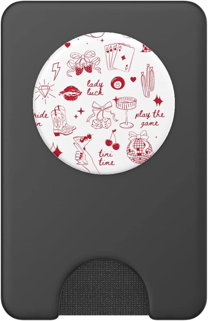 Coquette Doodles Western Lucky Cowgirl Cowboy in Red PopSockets PopGrip for MagSafe
