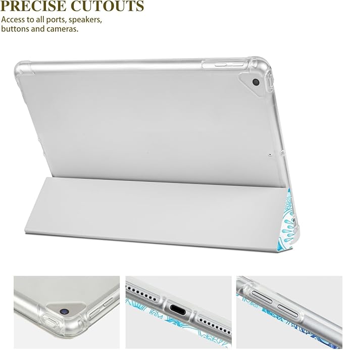 Vimorco for iPad 5th/6th Generation Case 9.7 Inch 2017/2018 for iPad Air 1/2 Case 2013/2014 Pencil Holder/2 Viewing Stands/Typing Stand/Slim Cover for iPad 5/6 Gen Blue Flower Floral