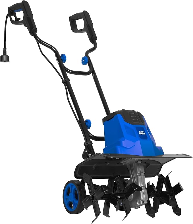 BILT HARD 16-Inch Corded Garden Tiller Cultivator, 13.5-Amp 6 Steel Tines Tillers with Adjustable Wheels & Foldable Handle, 8-Inch Tillling Depth Electric Rototiller for Lawn/Yard/Garden Soil Digging
