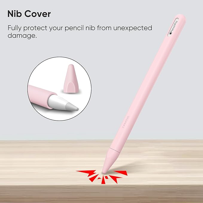 Fintie Silicone Sleeve for Apple Pencil Pro & Apple Pencil 2nd Generation, Light Pen Skin Case Cover Soft Protective Grip Holder with 2 Nib Covers Accessories, Pink