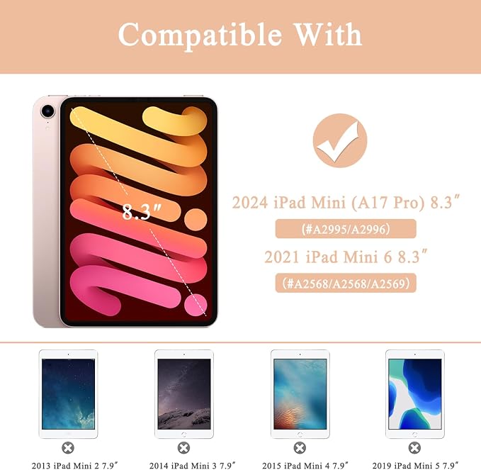 Case for iPad mini 7 (A17 Pro) 2024/Mini 6 2021 8.3-Book Black | Slim Lightweight Folio Stand Case Auto Wake/Sleep Soft TPU Back Cover with Pencil Holder for iPad mini 7th/6th Generation