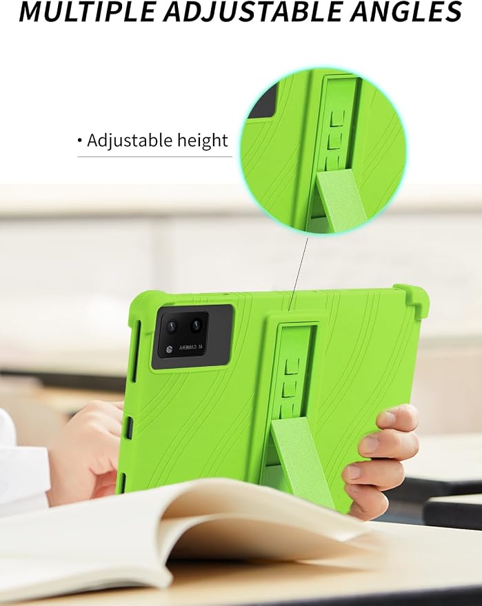 Case for DigiLand-S10 10.1 Android 14 Tablets，WUNIAK Shock Proof Lightweight Stand Rubber Shell Protective CoverKids Friendly Soft Silicone Adjustable Stand CoverBlack