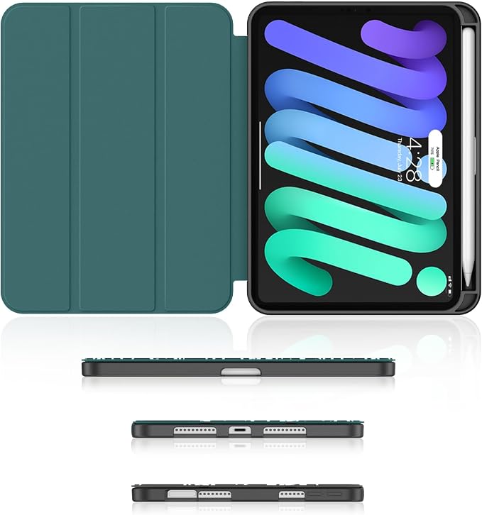 Soke Case for iPad mini (A17 Pro) 7th/ 6th Generation (Book Wine) | Built-in Apple Pencil Slot fit iPad Mini 2024 and 2021 8.3 inch Auto Sleep/Wake