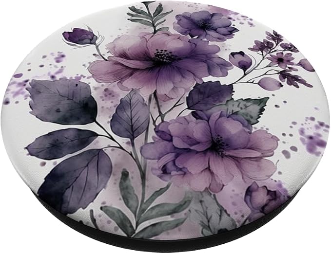 Purple Lavender Blossom Leaves Flower Floral Girly PopSockets Adhesive PopGrip