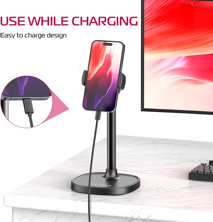 ULANZI Cell Phone Stand Mount for Desk Vijim HP004 Adjustable Height &amp Angle Phone Holder 360 Degree Rotating Desktop Phone Stand Compatible with iPhone Samsung and All Phones
