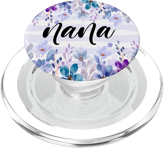 Nana Withe Blue Purple Flower For Women Grandma PopSockets Adhesive PopGrip