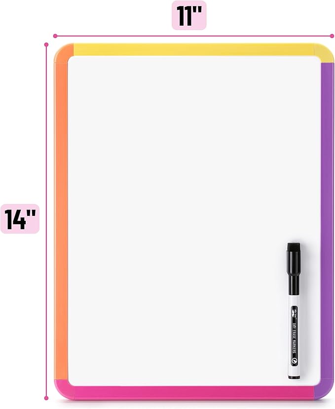 Mr. Pen- Dry Erase Board, 14” x 11” with a Black Dry Erase Marker, Small Mini White Board for Students